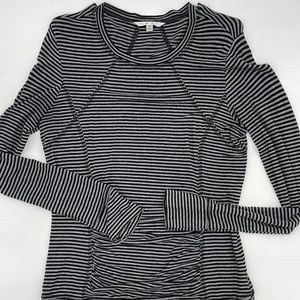 Cabi black and gray striped top